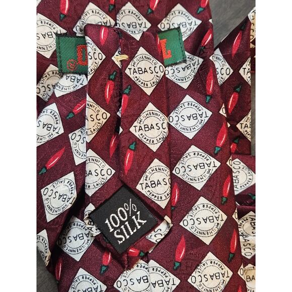 Lot of 2 Vintage Tabasco Men's Ties 100% Silk Novelty Used Great Condition - Picture 9 of 10